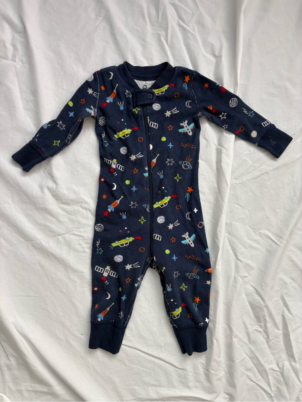 Hanna Andersson Moon and Back Navy Space Print One-Piece Sleeper